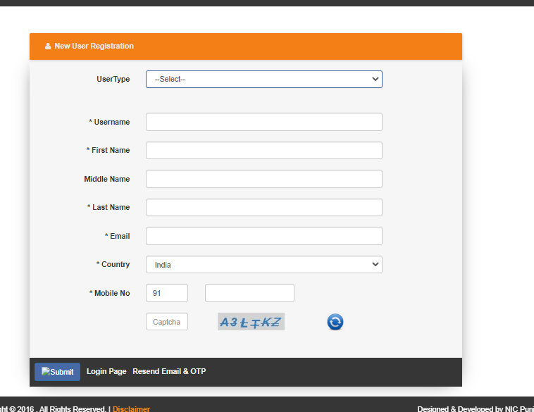 registration form