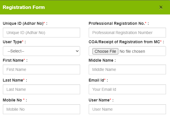 registration form