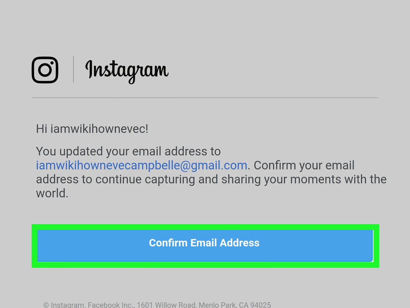 How to change Intsgram E-Mail