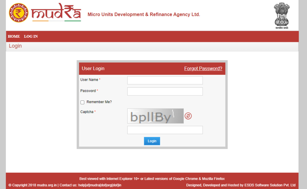 Process to login to Mudra Portal